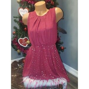 Maison Jules Fuchsia Pink Sleeveless Party Dress with Silver Dot Skirt